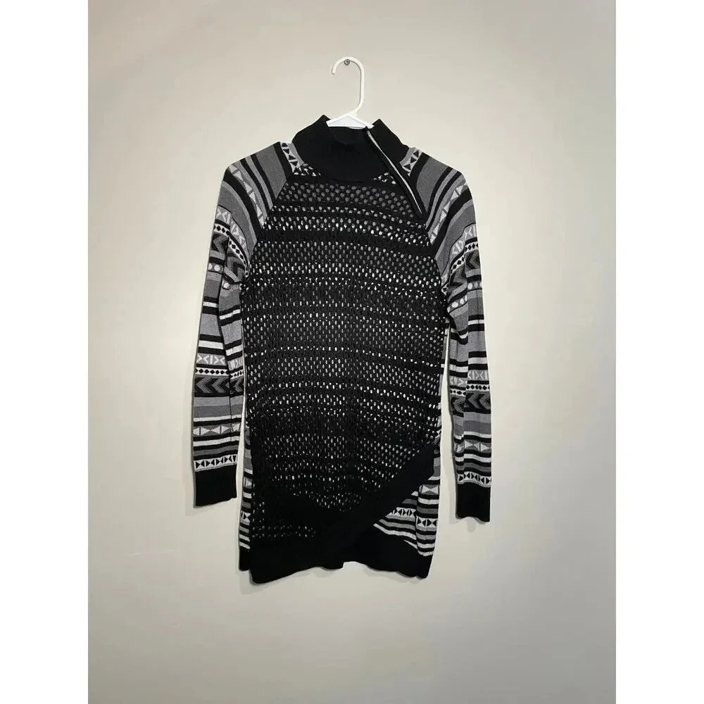 Krimson Klover‎ Striped Nordic Wool Blend Zipper Neck Sweater